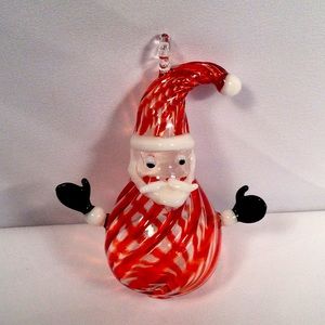 Santa Claus Blown Glass Christmas Ornament by James F. Byrnes 4 1/2 Inches